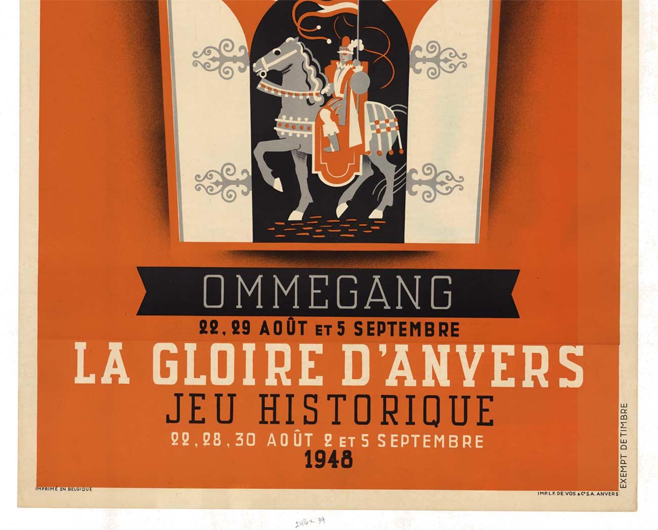 Original Ville d'Anvers, La Glorie d'Anvers, 1948 Lithograph linen-backed - Print Gótico de Unknown