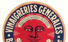 Vintage-Poster, Vinaigreries Generals Bordeaux Bastide, Vintage-Weingläser, rund