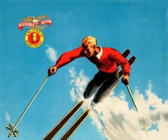 Original Vintage 1930s Ski Poster For Timberline Lodge Oregon & Splitkein Ostbye