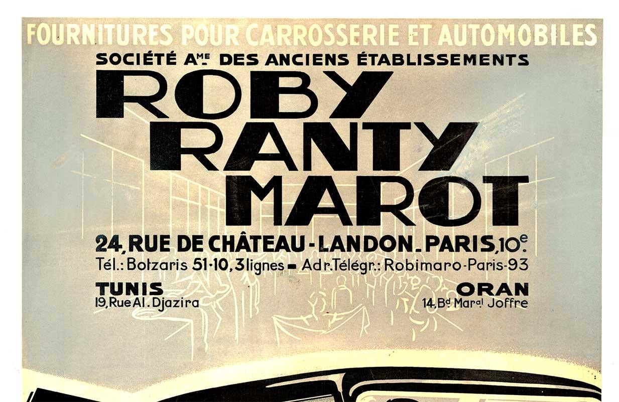 Original Vintage 1933 Französisch Automobile Poster - Roby Ranty Marot  Deko-Poster – Print von Unknown