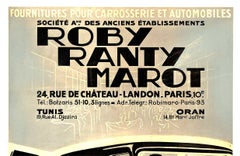 Original Vintage 1933 French Automobile Poster – Roby Ranty Marot  deco poster