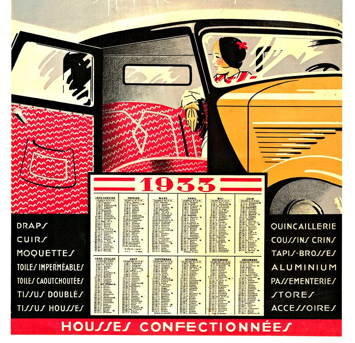 Original Vintage 1933 Französisch Automobile Poster - Roby Ranty Marot  Deko-Poster (Art déco), Print, von Unknown
