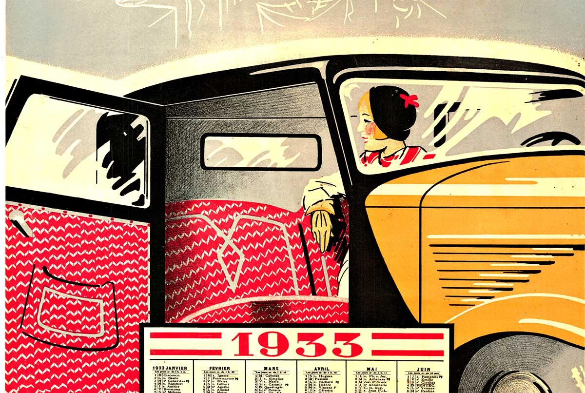 Original Vintage 1933 Französisch Automobile Poster - Roby Ranty Marot  Deko-Poster (Beige), Figurative Print, von Unknown