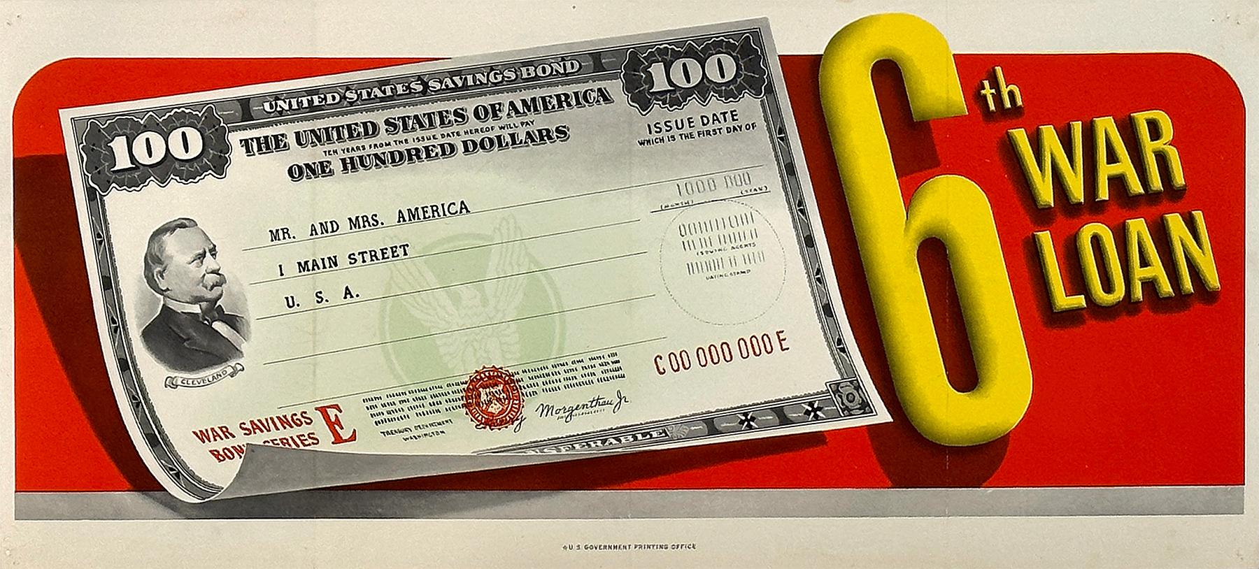 Original Vintage 6th War Loan WWII Poster War Bond 1944 - Print by Unknown