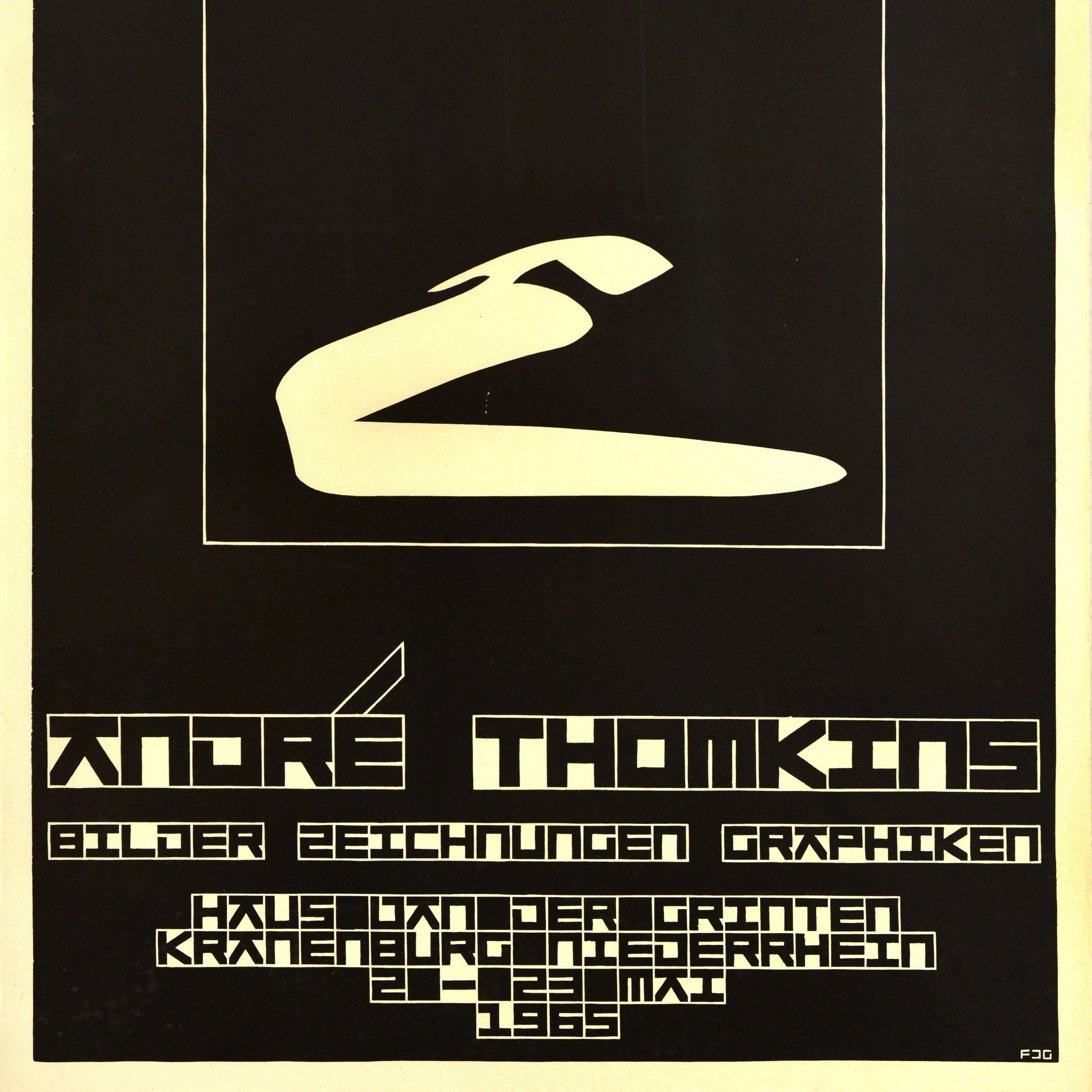 Original Vintage Advertising Poster Andre Thomkins Pictures Exhibition Dadaism - Black Print by Unknown