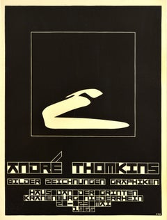 Original-Vintage-Werbeplakat Andre Thomkins, Bilderausstellung, Dadaismus