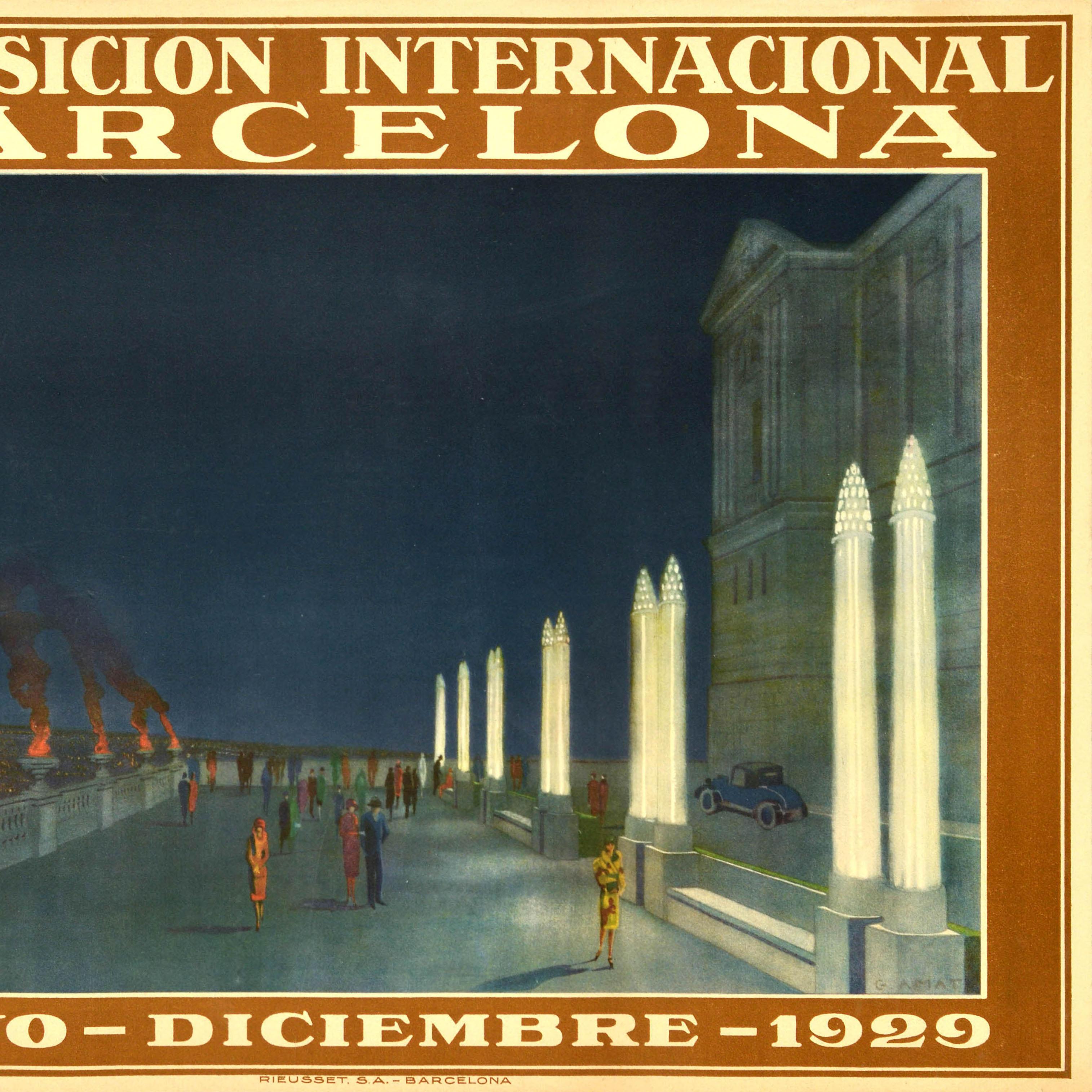 Affiche publicitaire originale de l'Exposition internationale de Barcelone de 1929 - Noir Print par Unknown