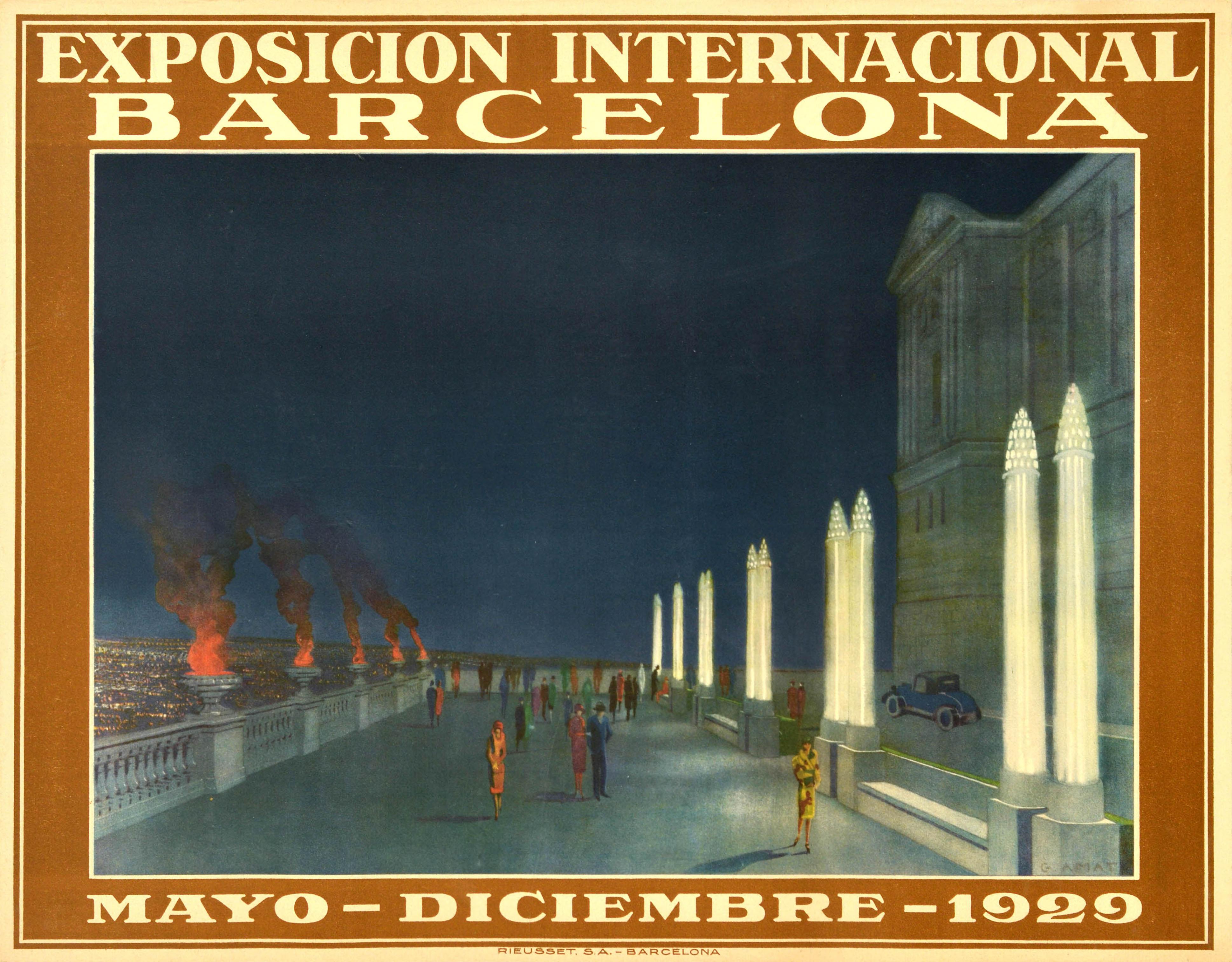 Original-Vintage-Werbeplakat Barcelona Internationale Ausstellung 1929 Messe