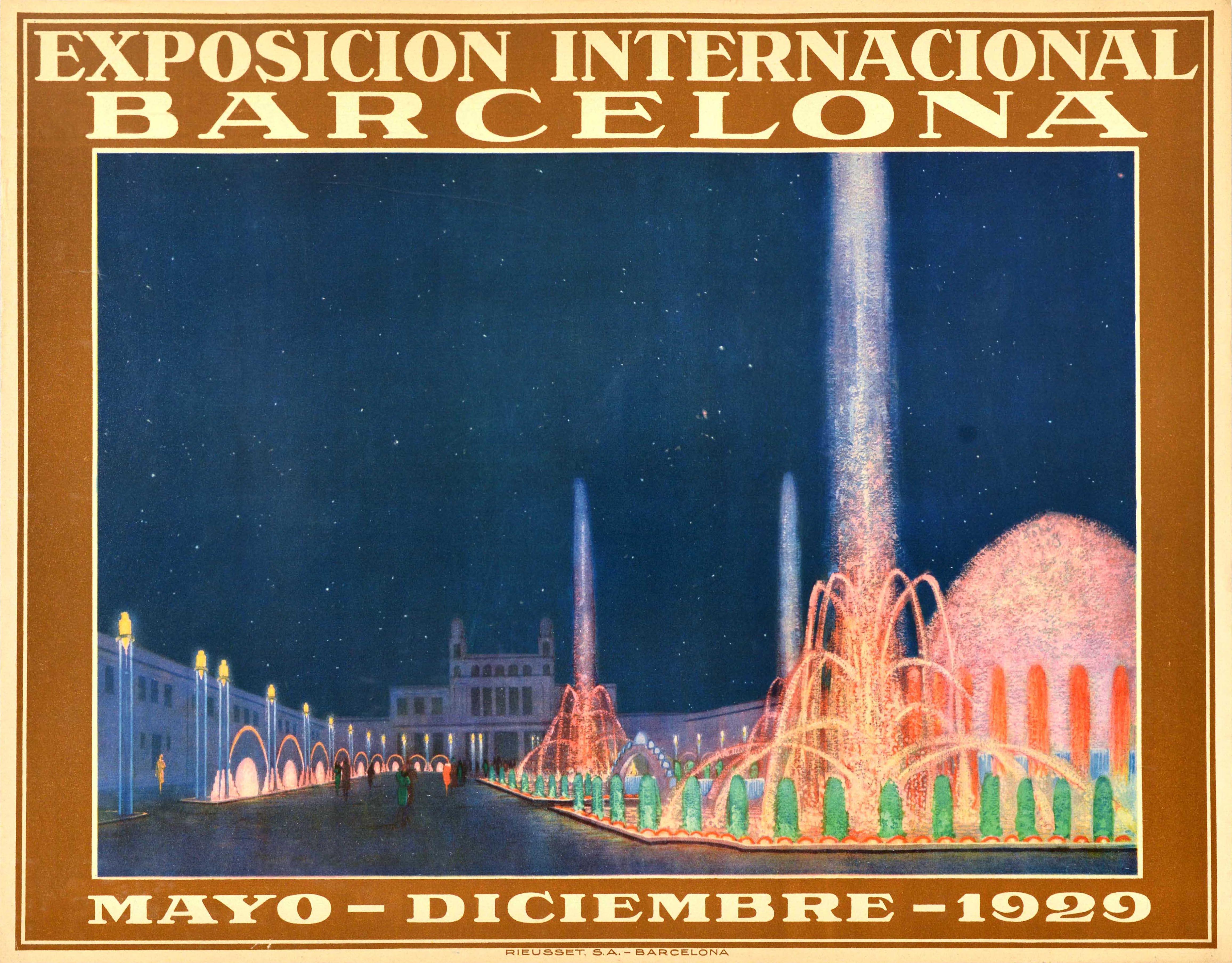 Unknown Print – Original-Vintage-Werbeplakat Barcelona Internationale Ausstellung 1929 Messe