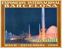 Original Antique Advertising Poster Barcelona International Exposition 1929 Fair