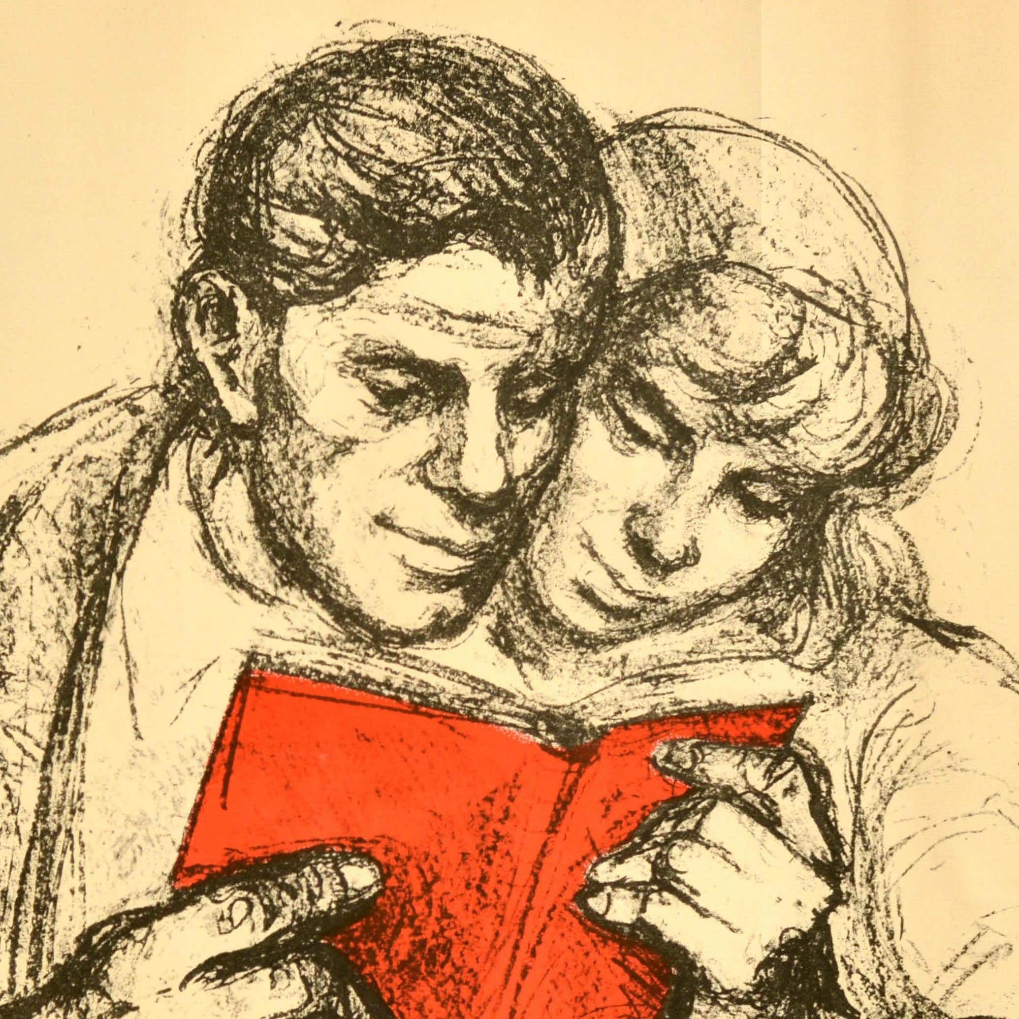 Cartel Publicitario Original Vintage Semana del Libro Woche Des Buches Lectura Alemania - Print de Unknown