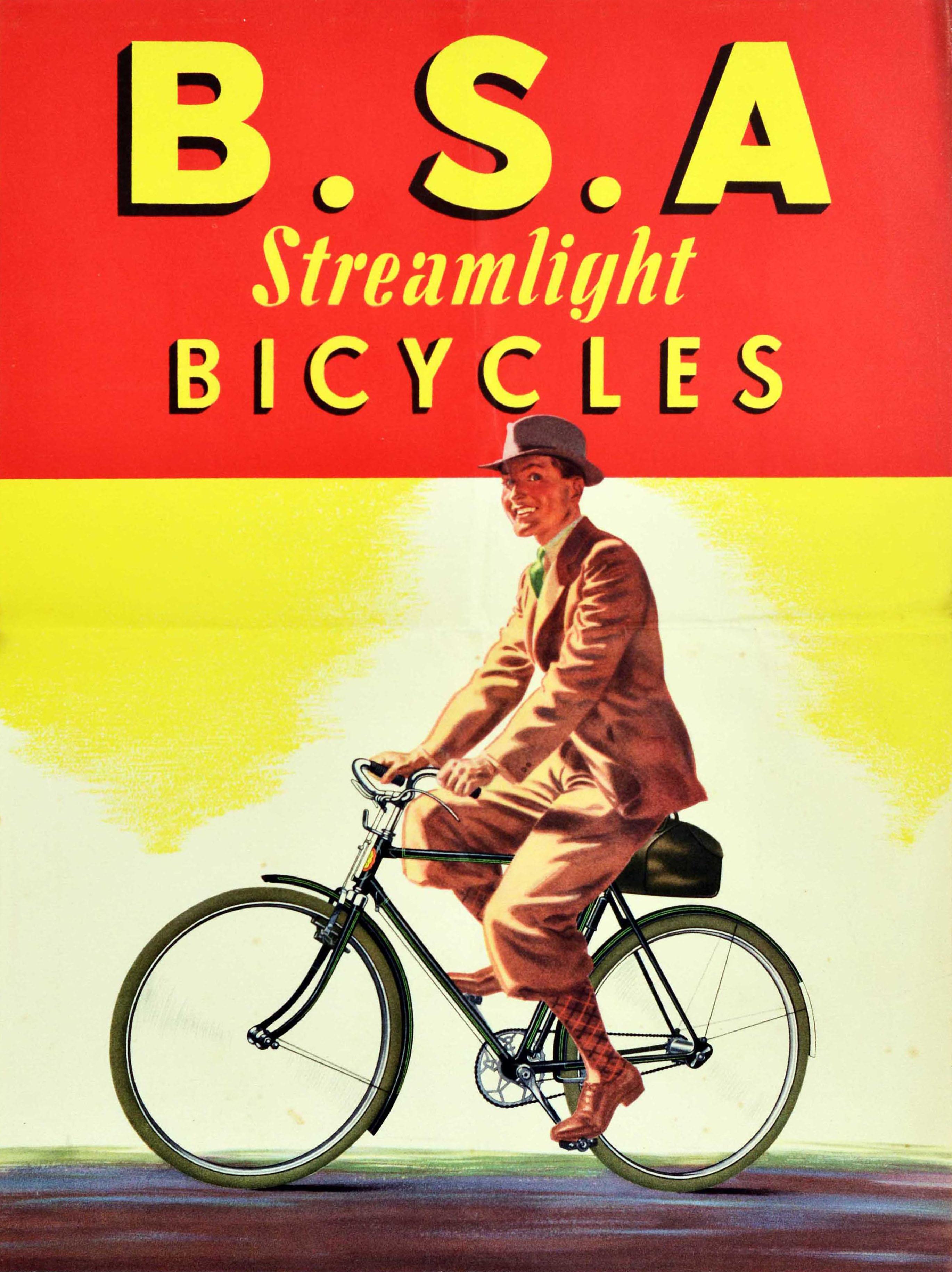 Unknown Print - Original Vintage Advertising Poster BSA Steamlight Bicycles Cycling Design Art
