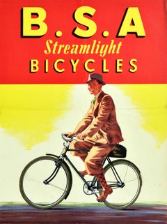 Original Vintage Advertising Poster BSA Steamlight Bicycles Cycling Design Art