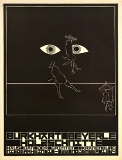 Original-Vintage-Werbeplakat Burkhart Beyerle, Holzschnitt, Grafikdesign
