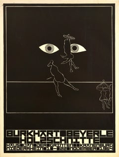 Poster pubblicitario originale d'epoca Burkhart Beyerle Woodcuts Graphic Design Art