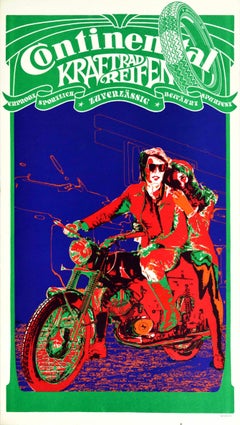 Original Vintage Advertising Poster Continental Kraftrad Reifen Motorcycle Tyres