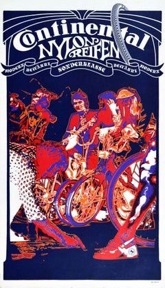 Original Vintage Advertising Poster Continental Nylon Reifen Tyres Psychedelic