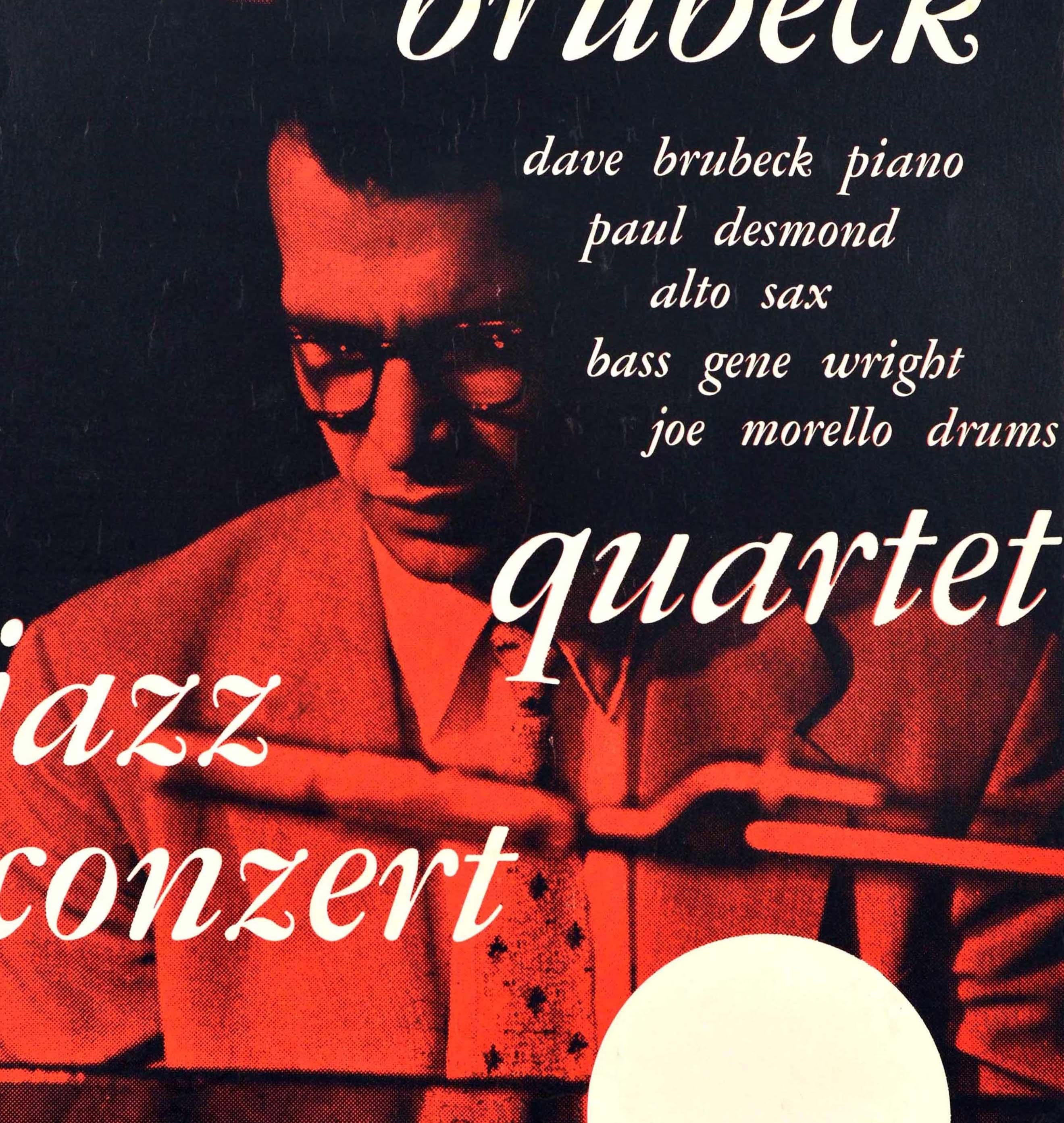 Original Vintage Advertising Poster Dave Brubeck Quartet Jazz Music Concert - Print by Unknown