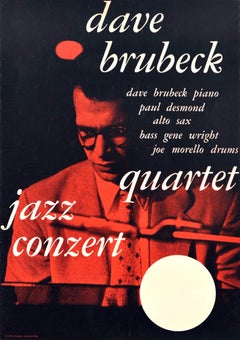 Original Vintage-Werbeplakat Dave Brubeck, Quartett, Jazz, Musik, Konzert