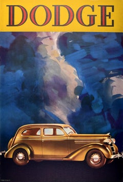 Original Vintage Advertising Poster Dodge Classic Car Art Deco Design America