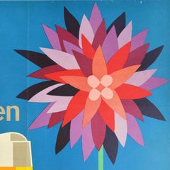 Original Vintage Advertising Poster Drink Beer Moderately Flower Trumpet Alcohol