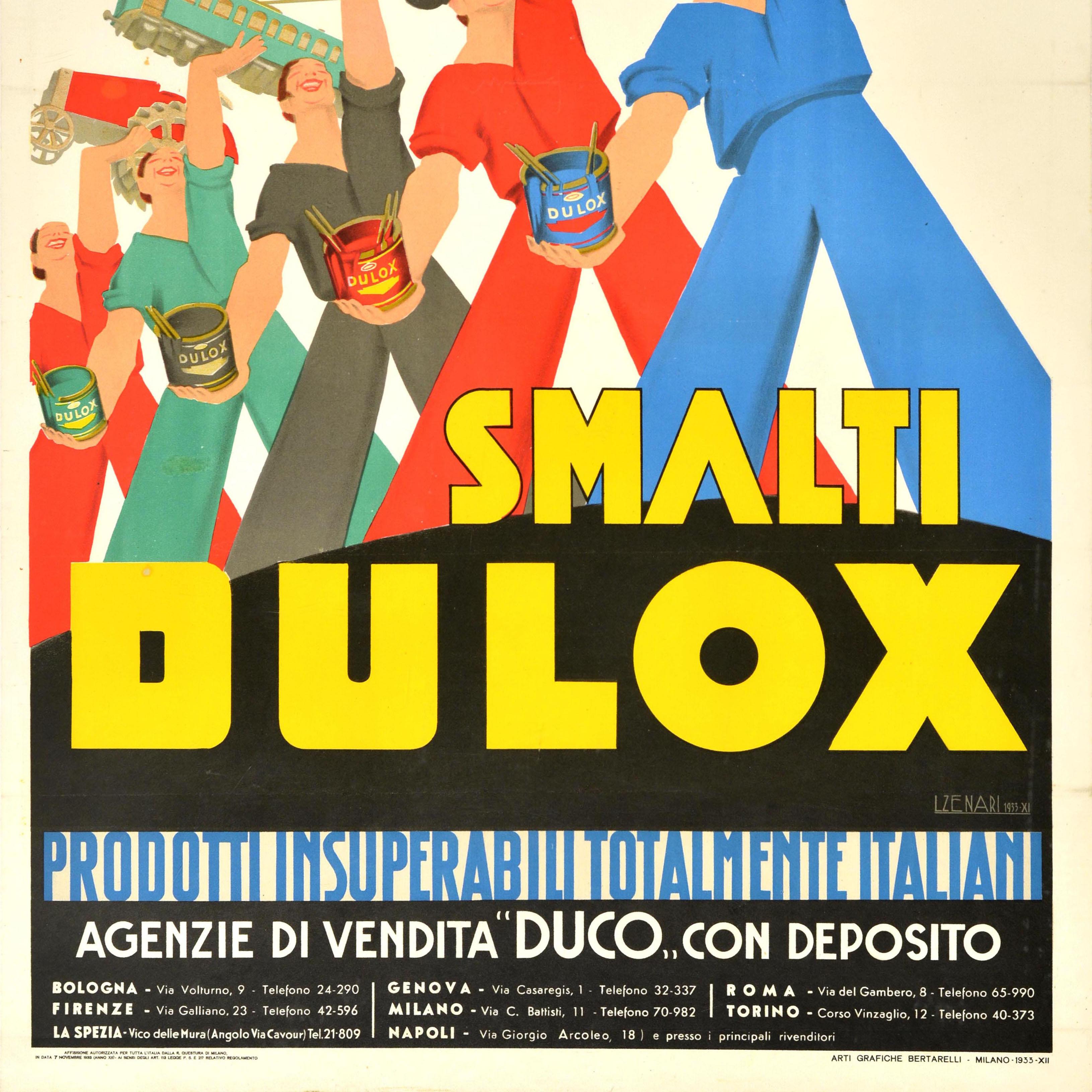 Affiche publicitaire vintage originale Duco Dulox Peinture à l'émail Italie Ducotone en vente 1