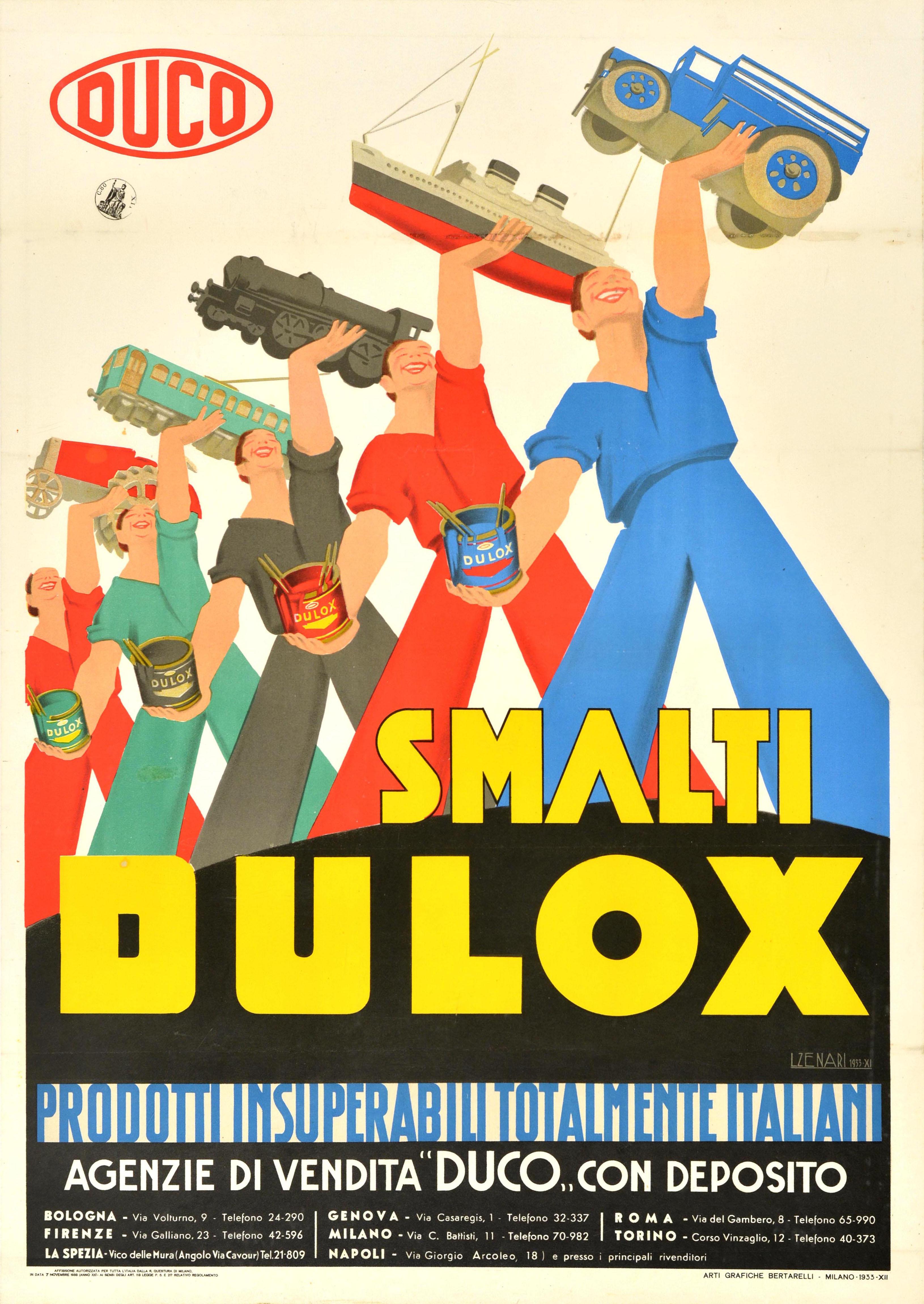 Print Unknown - Affiche publicitaire vintage originale Duco Dulox Peinture à l'émail Italie Ducotone