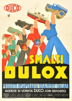 Affiche publicitaire vintage originale Duco Dulox Peinture à l'émail Italie Ducotone