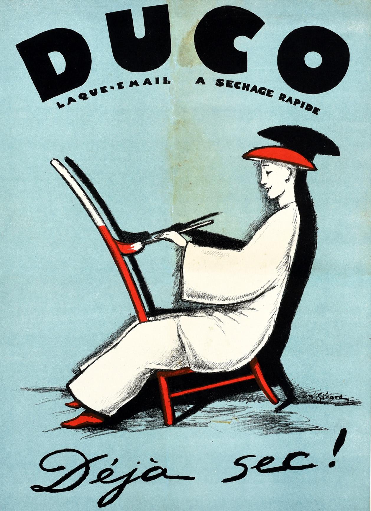 Poster pubblicitario originale d'epoca Duco Smalto Art Deco Pittore Lacca Francia - Print di Unknown