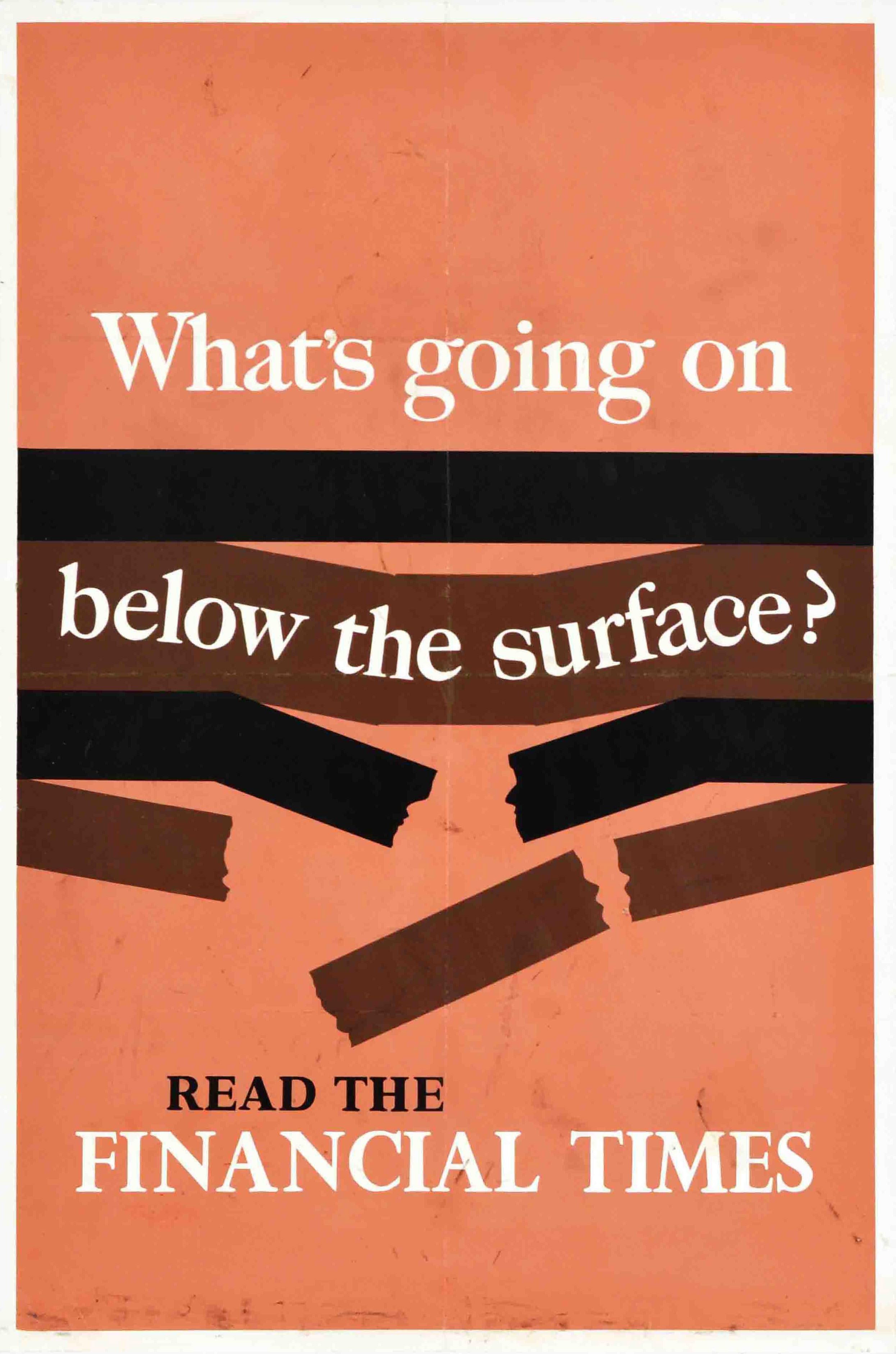 Print Unknown - Affiche publicitaire d'origine du Financial Times Below The Surface Newspaper