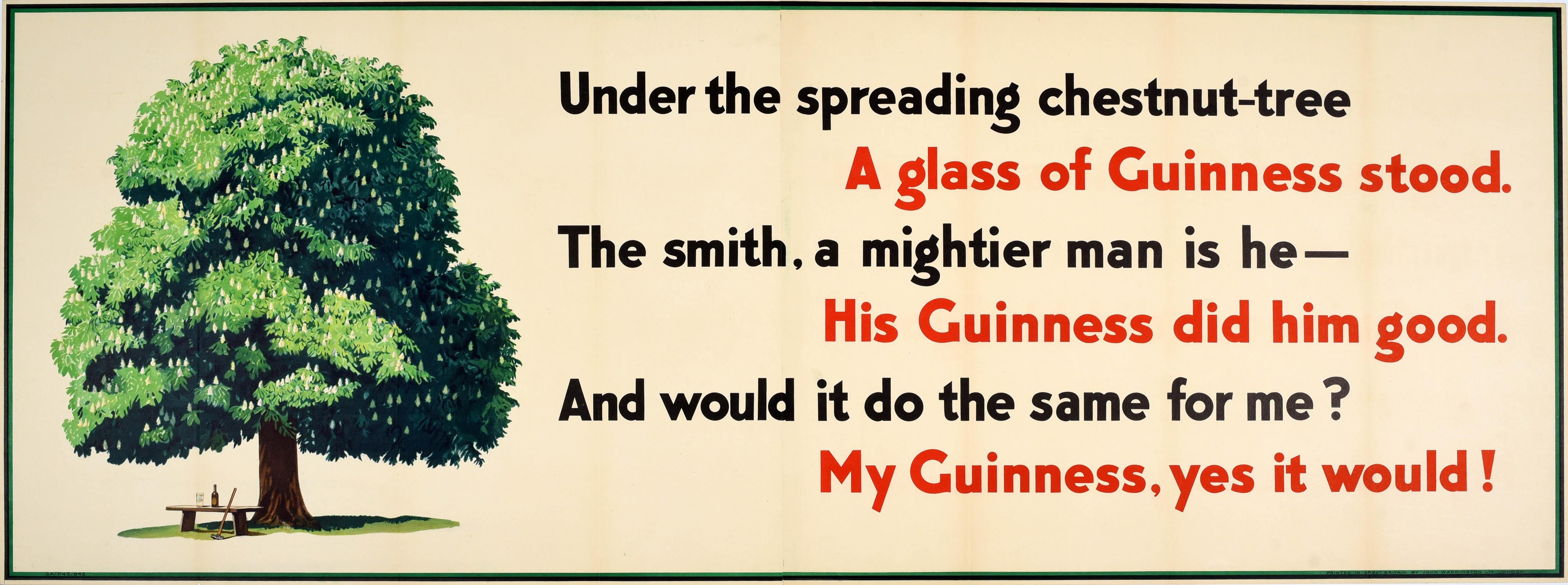 Original Vintage Poster Werbung Guinness Chestnut Tree Irish Dry Stout Bier