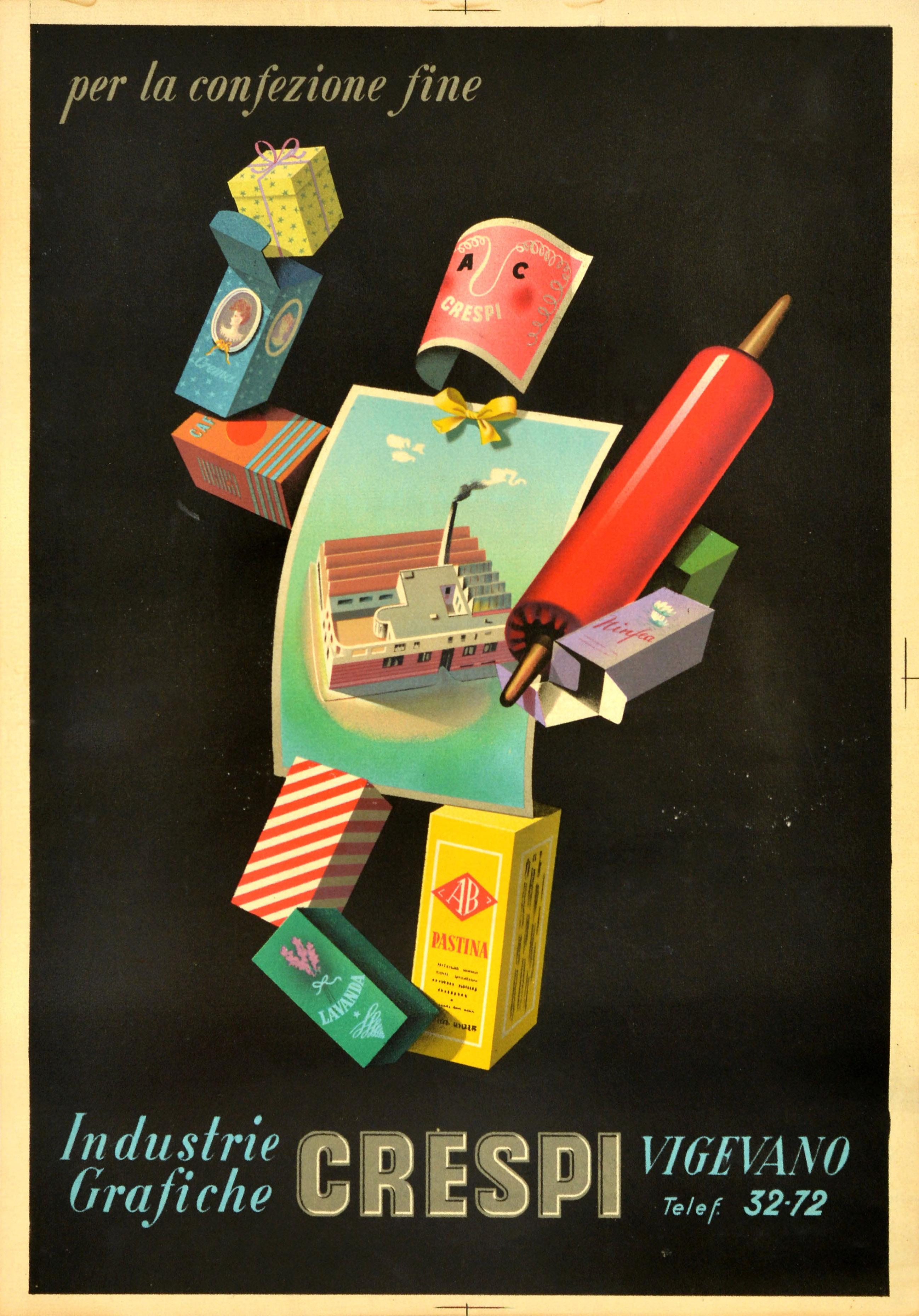 Print di Unknown - Poster pubblicitario originale d'epoca Industrie Grafiche Crespi Packaging Italia