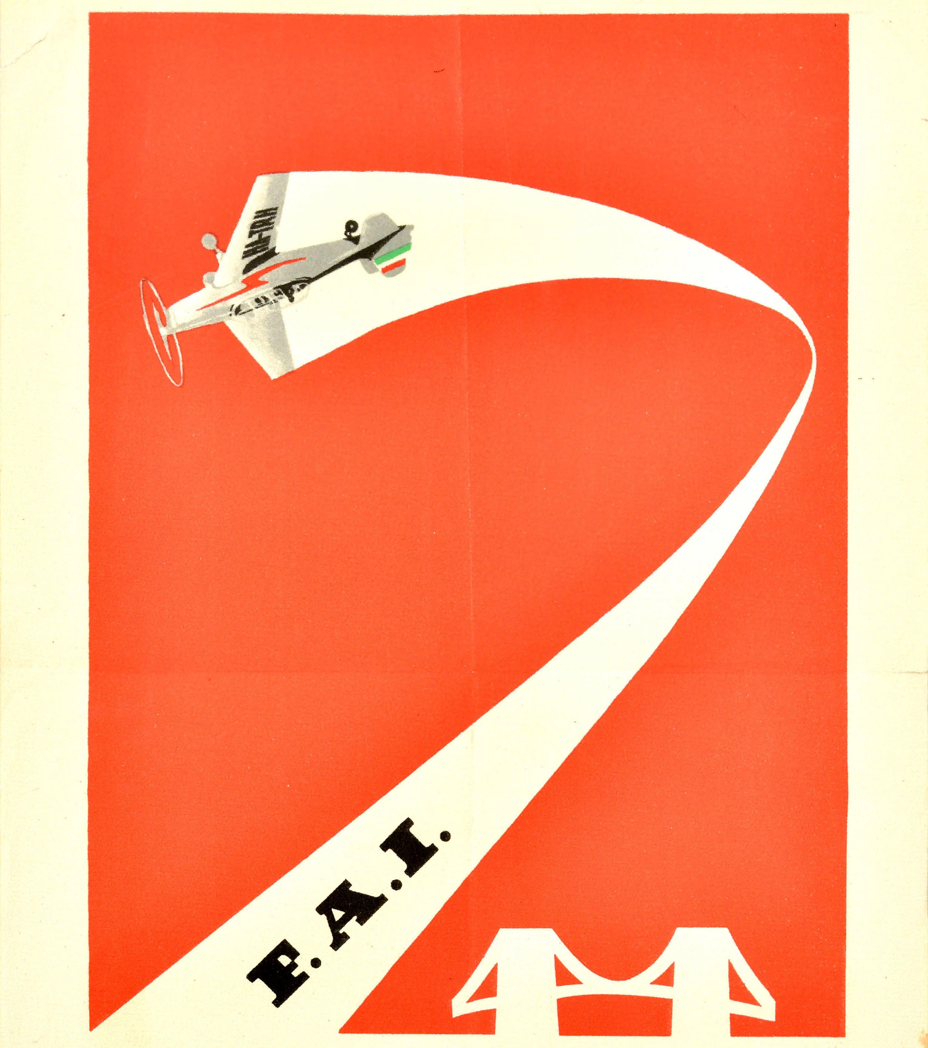Original Vintage-Werbeplakat Kecskemet International Air Show Ungarn, Kunst (Rot), Print, von Unknown