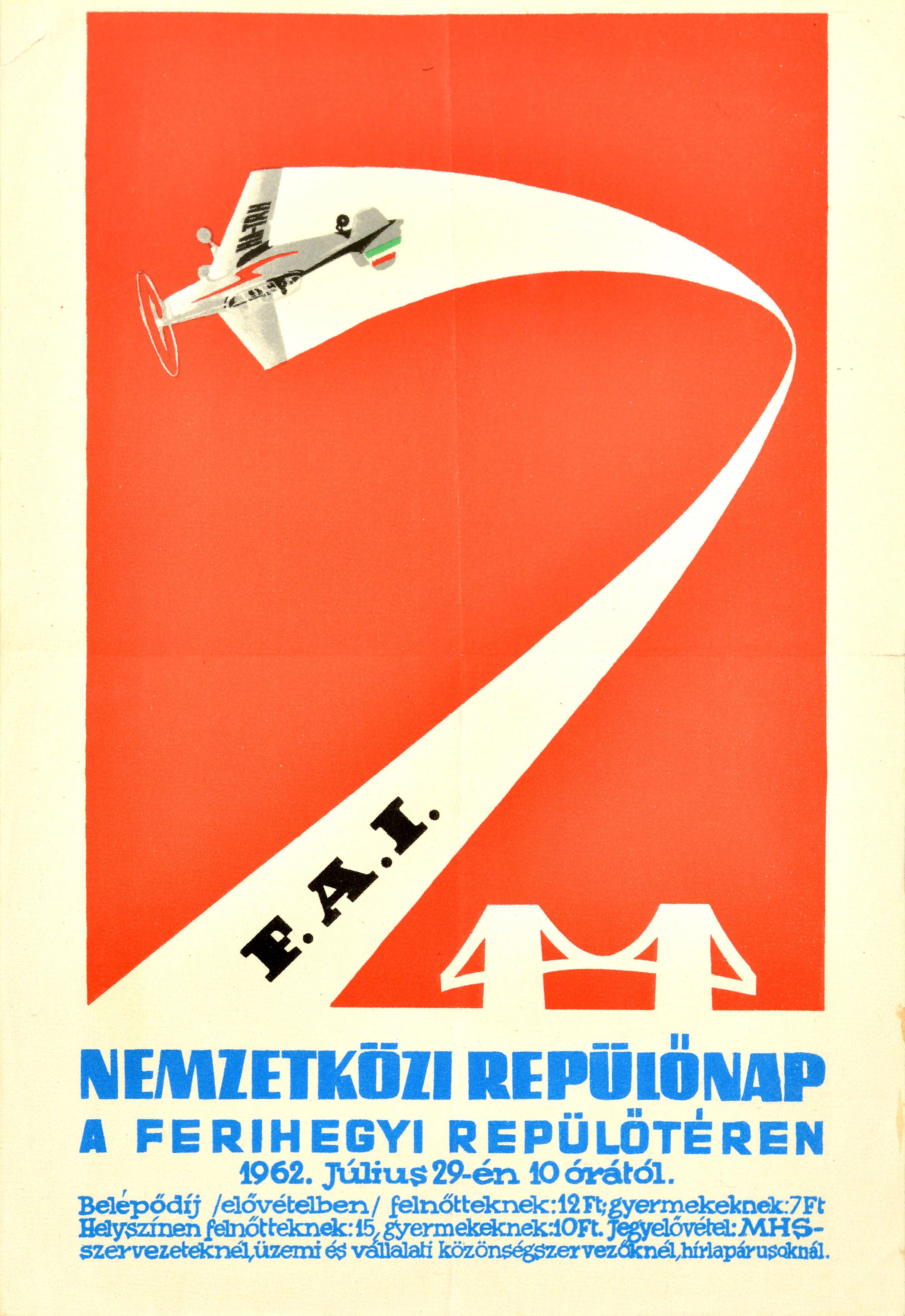 Unknown Print – Original Vintage-Werbeplakat Kecskemet International Air Show Ungarn, Kunst