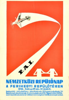 Original Vintage-Werbeplakat Kecskemet International Air Show Ungarn, Kunst