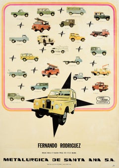 Affiche publicitaire originale vintage Land Rover Series III d'Espagne, Santana Motor Co