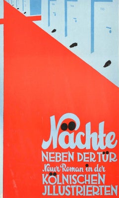 Original Vintage Advertising Poster Nachte Neben Der Tur Koln Illustrated Design