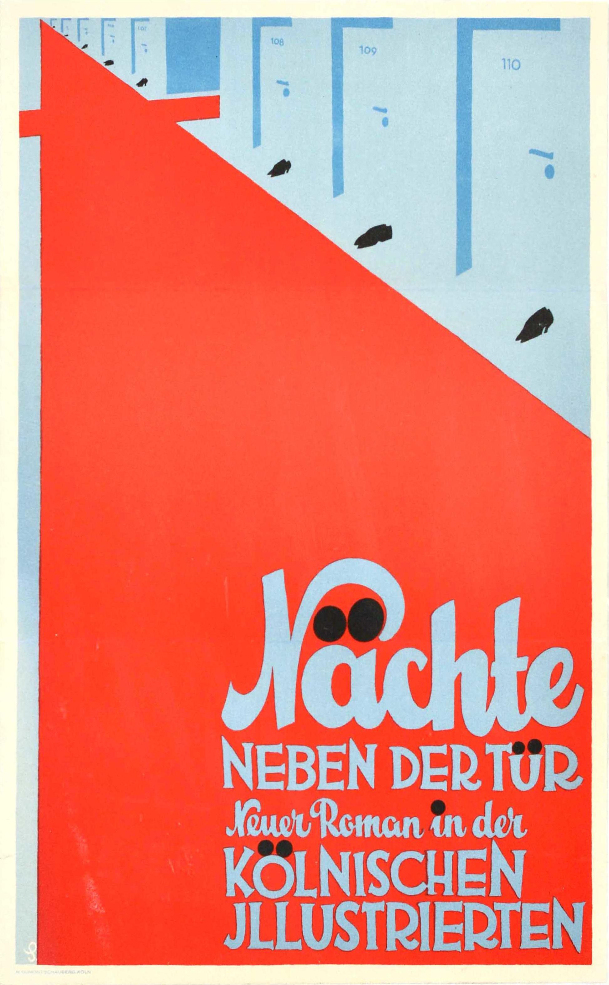 Unknown Print - Original Vintage Advertising Poster Nachte Neben Der Tur Koln Illustrated Design