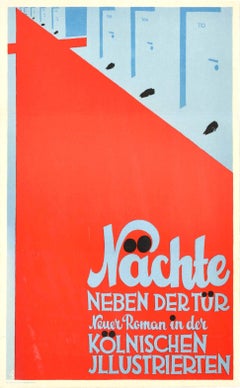 Original Vintage Advertising Poster Nachte Neben Der Tur Koln Illustrated Design