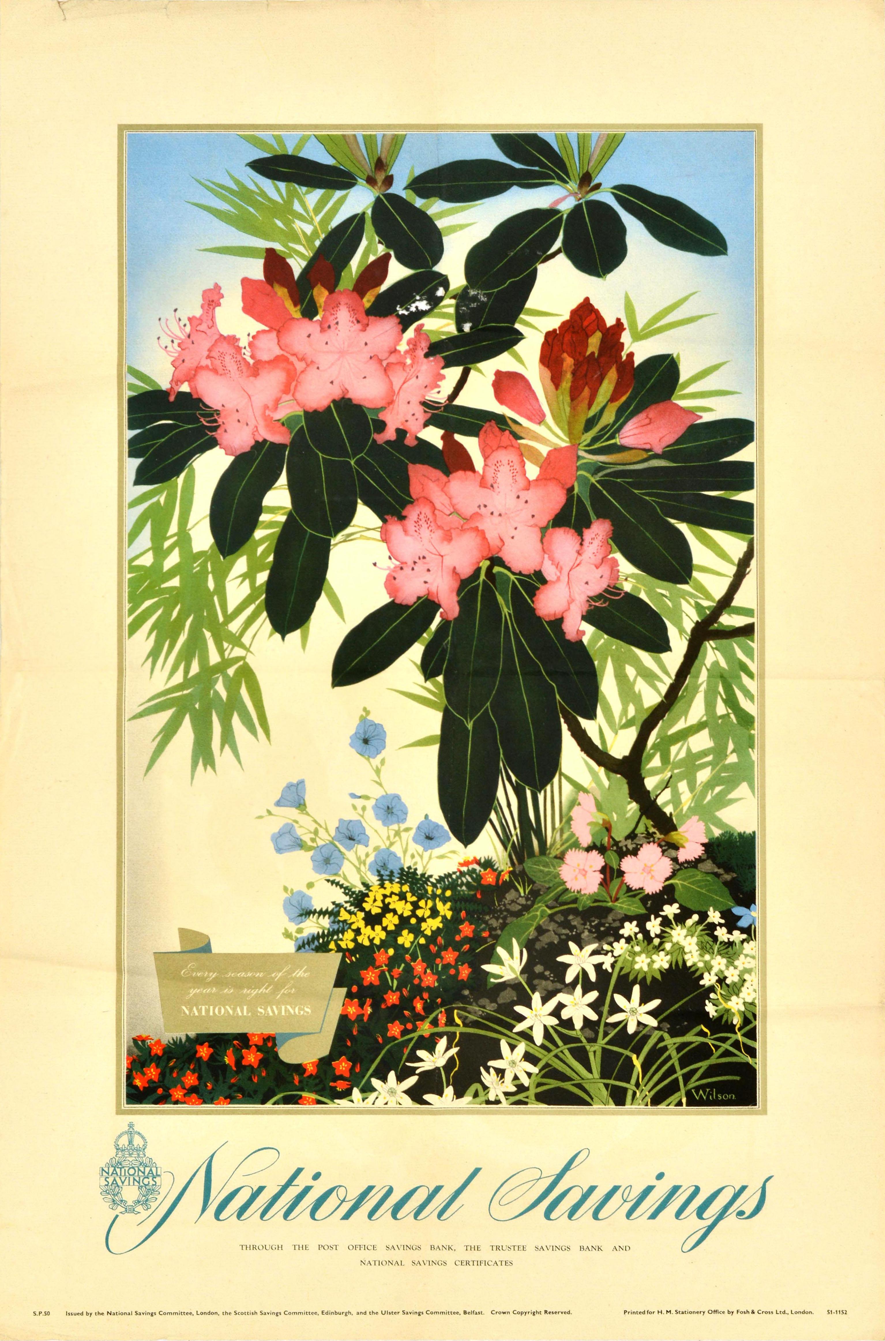 Unknown Print – Original Vintage-Werbeplakat National Savings Season Of The Year, Blumen, Vintage