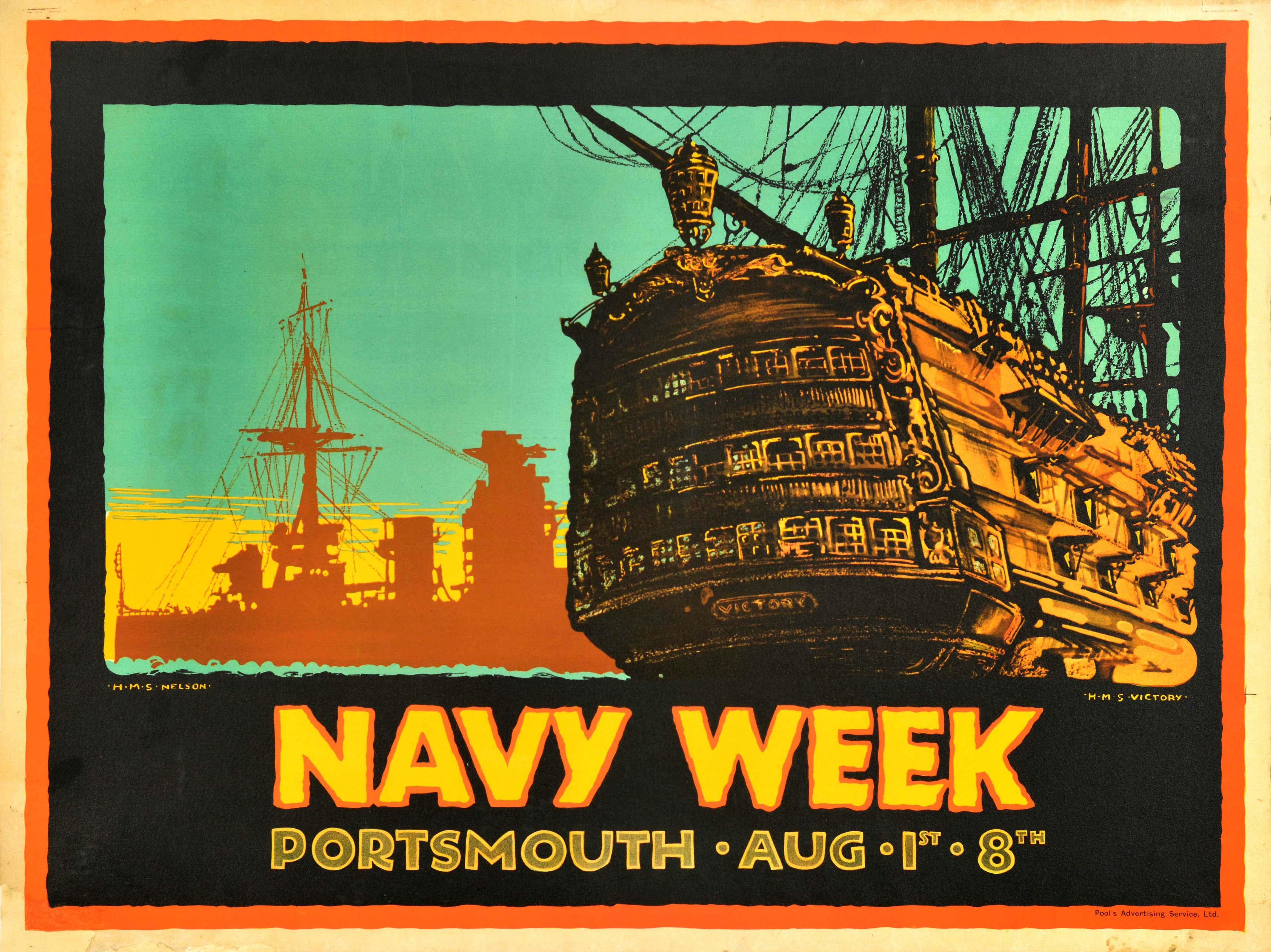 Unknown Print - Original Vintage Advertising Poster Navy Week Portsmouth HMS Nelson Victory Ship