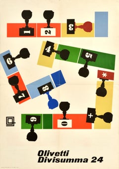 Affiche publicitaire originale Olivetti Divisumma 24 machine à calculer