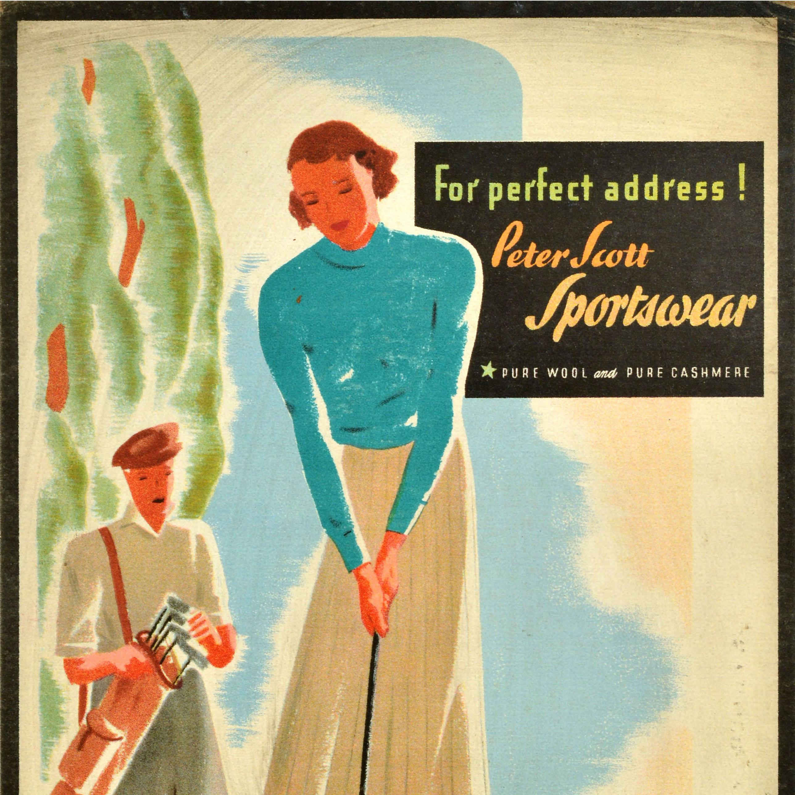 Cartel Publicitario Original Vintage Peter Scott Sportswear Golf Dirección Perfecta - Print Beige de Unknown