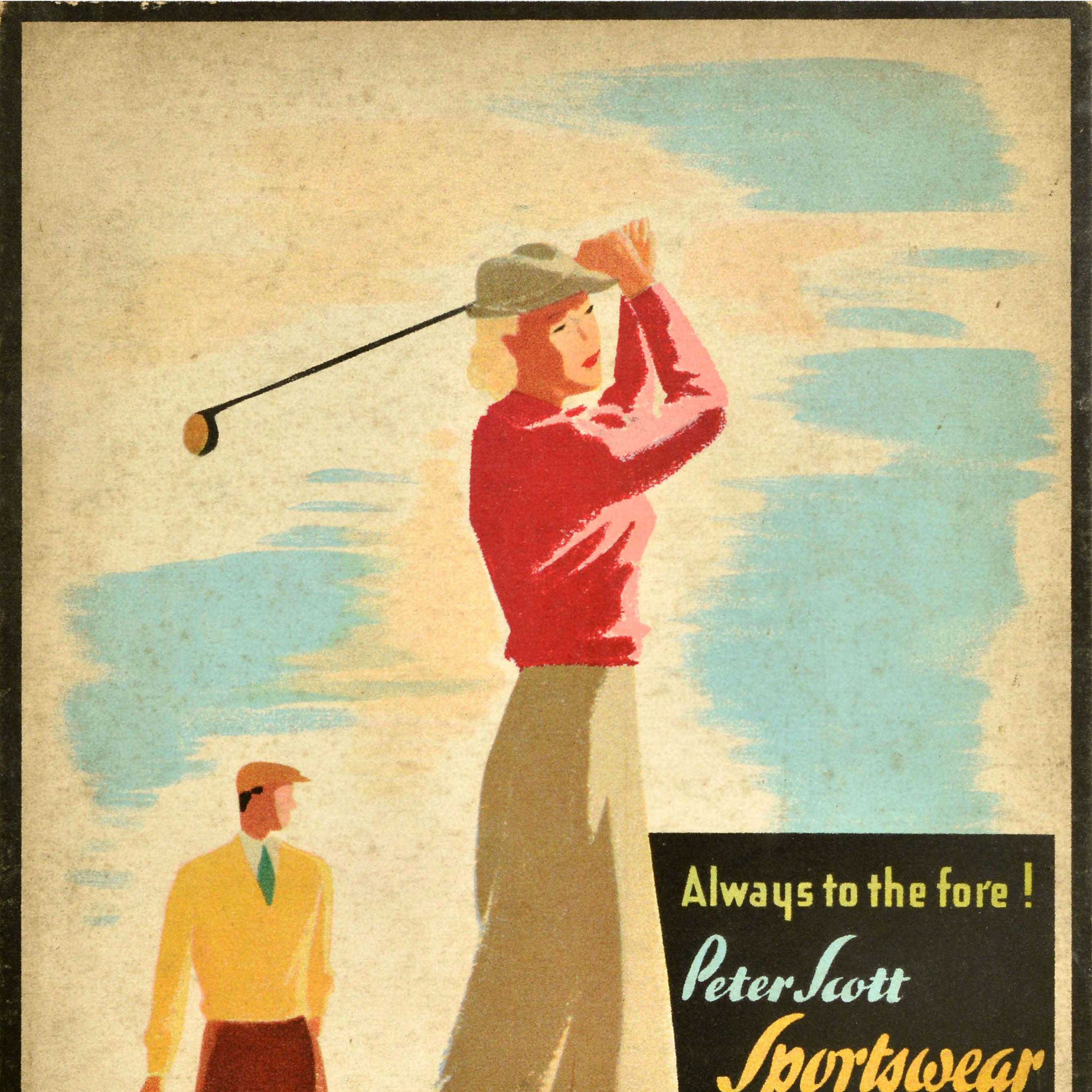 Poster pubblicitario originale d'epoca Peter Scott Sportswear Golf To The Fore - Print Beige di Unknown