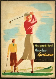 Original Vintage Advertising Poster Peter Scott Sportswear Golf To The Fore