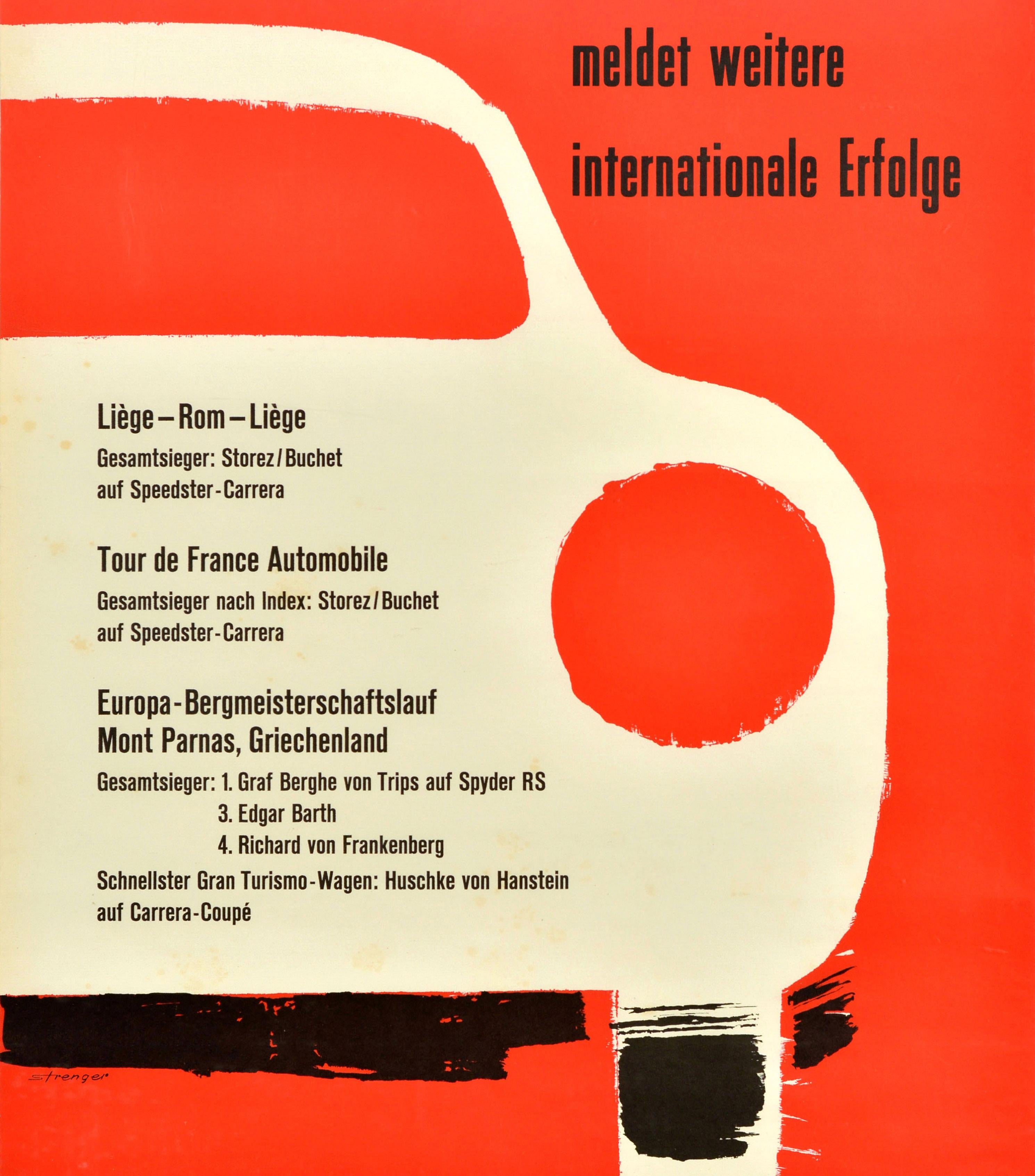 Original Vintage Advertising Poster Porsche Car Racing International Success - Print by Unknown