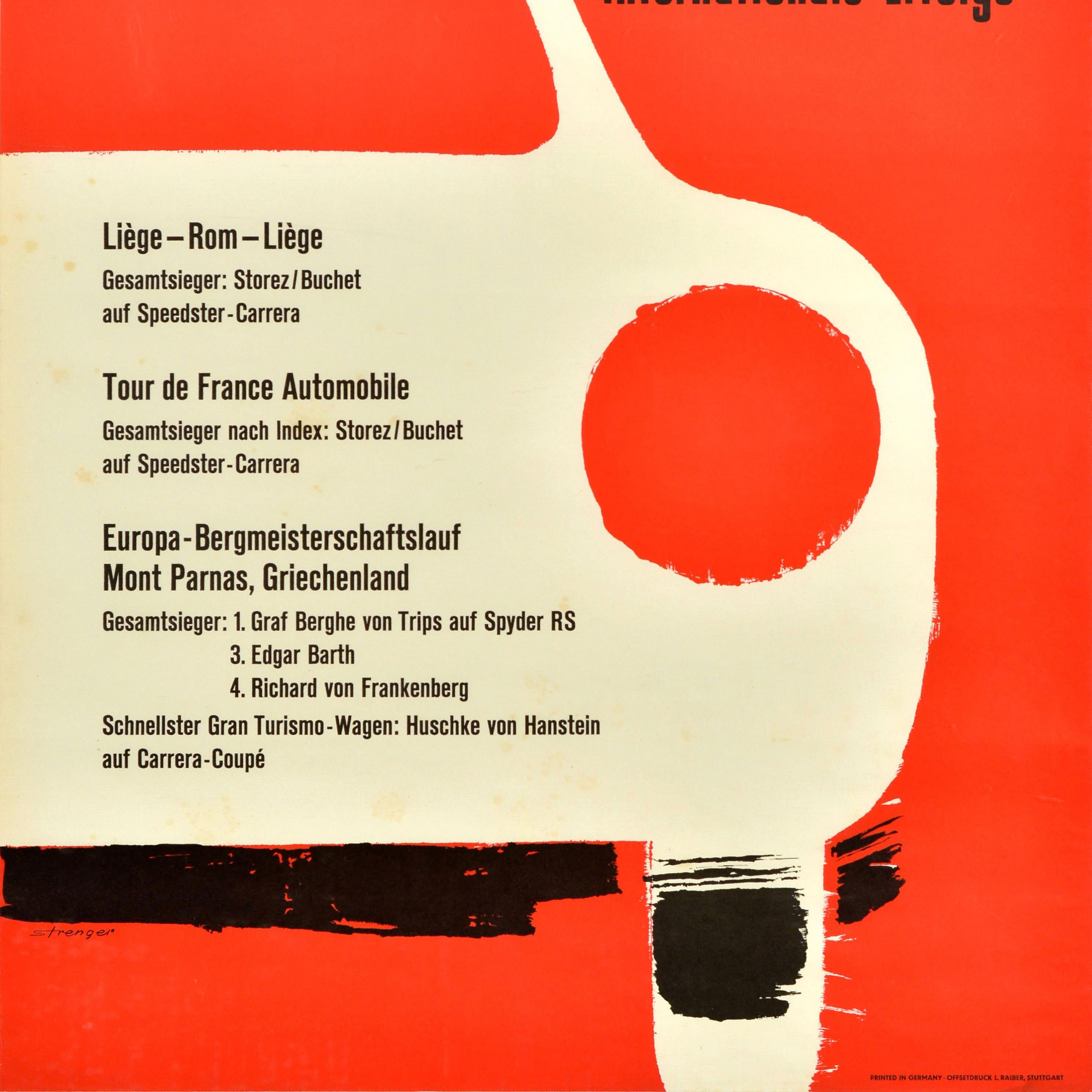 Original Vintage Advertising Poster Porsche Car Racing International Success For Sale 1