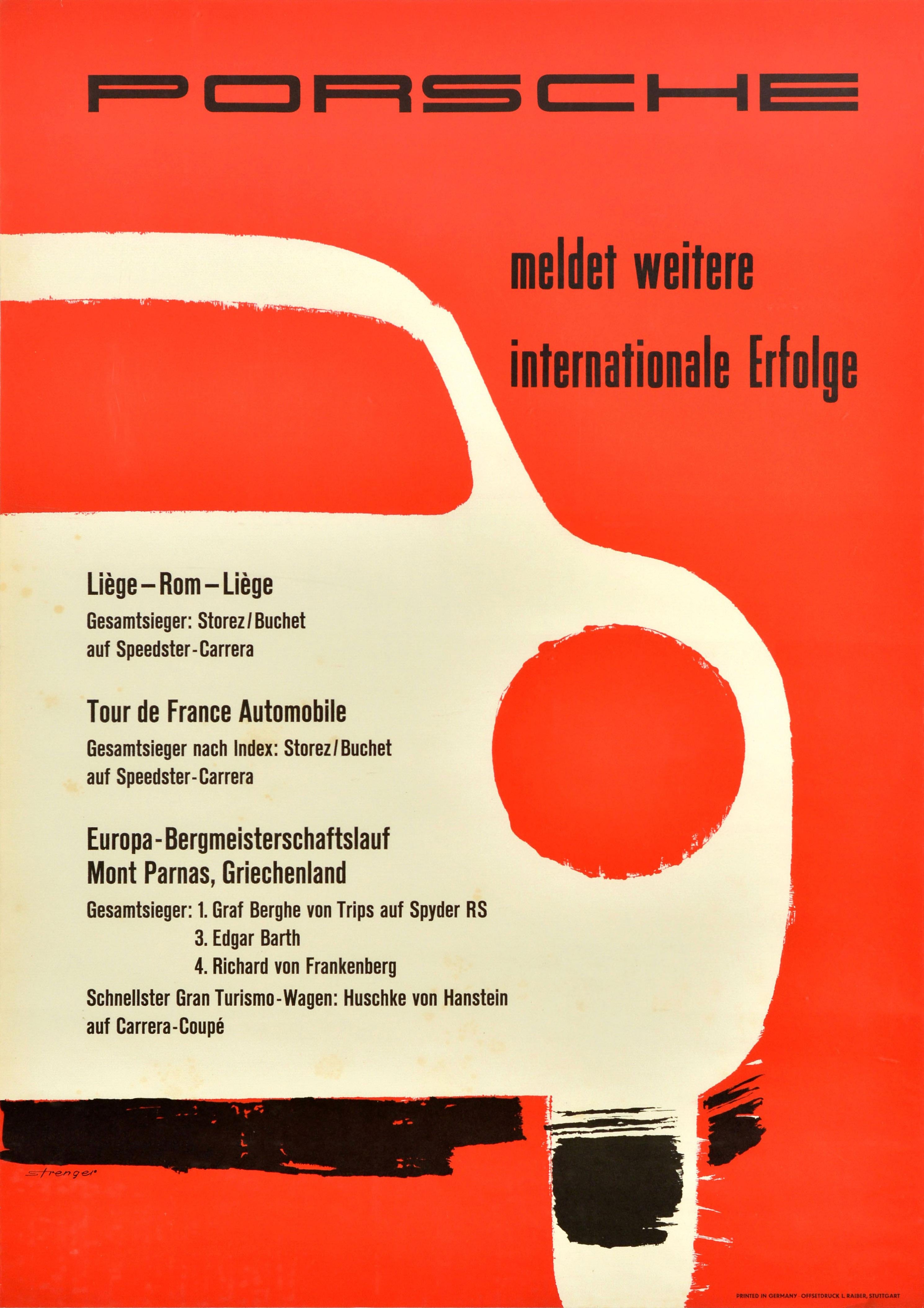Unknown Print - Original Vintage Advertising Poster Porsche Car Racing International Success