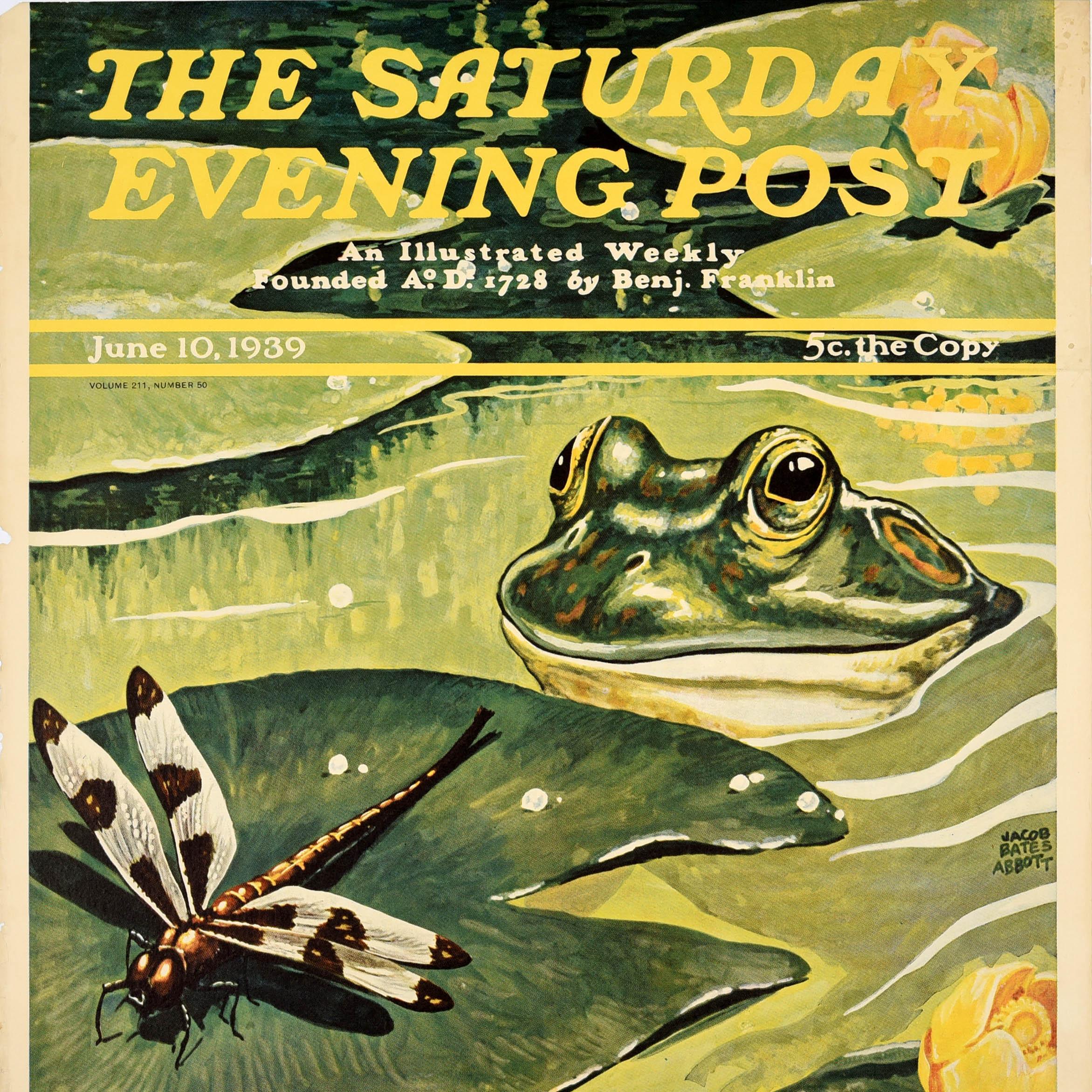 Original-Vintage-Werbeplakat Saturday Evening Post Frog Jacob Abbott, Vintage (Beige), Print, von Unknown