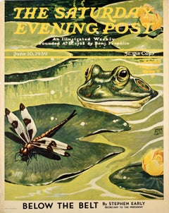 Original Vintage Advertising Poster Saturday Evening Post Frog Jacob Abbott